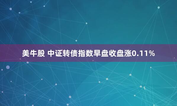 美牛股 中证转债指数早盘收盘涨0.11%