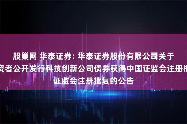 股巢网 华泰证券: 华泰证券股份有限公司关于向专业投资者公开发行科技创新公司债券获得中国证监会注册批复的公告